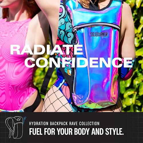 Hydration Backpack with 2L Bladder - Black Solid - Lightweight Water Pack for Festivals, Hiking, Running, Biking