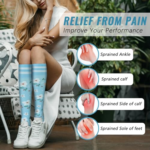 Fenglaoda Large-X-Large Compression Socks Women Men 4 Pairs Support for Running Travel