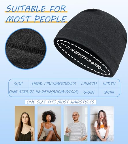 Hovyjumz Cotton Skull Cap Sleep Cap Beanie Helmet Liner Set A (Black, Dark Gray, Navy) for Men & Women