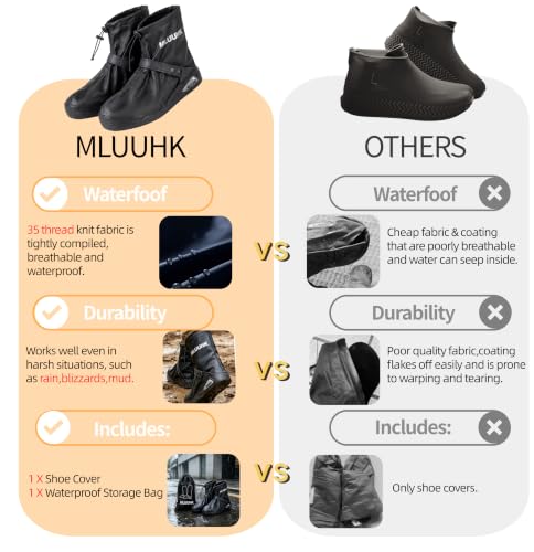 XX-Large Waterproof Boot Covers - Reusable Rain Shoe Covers - Black