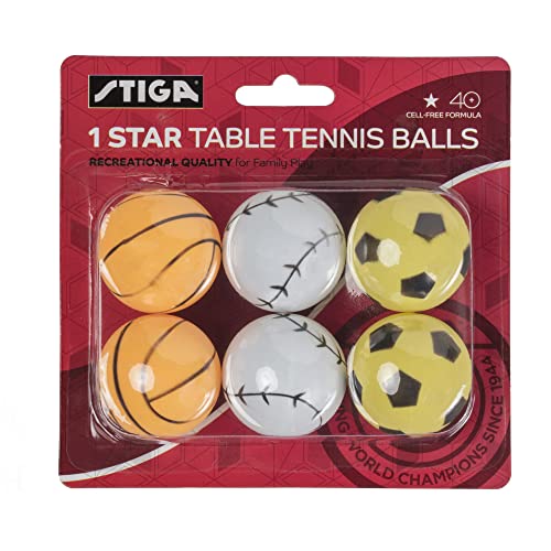 1-Star Table Tennis Balls - 6 Pack Sports Themed