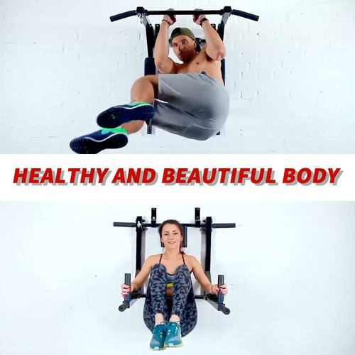 ptlsy Wall Mounted Pull Up Bar Multifunctional Chin Up Bar Dip Station for Home Gym Indoor Workout, Fitness Equipment, Dip Stand Supports to 440 Lbs