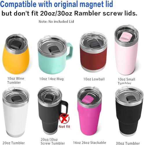 Magnetic Slider Replacement for Drink Tumbler Lids, 2-Pack Black