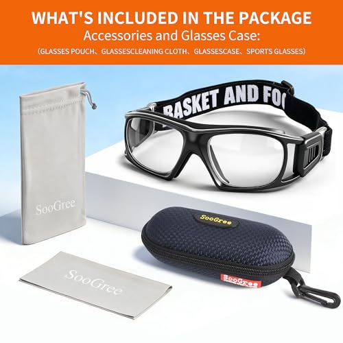 Sport Glasses for Men & Women - Anti-Fog Shock-Resistant Goggles - Black Frame & Pad