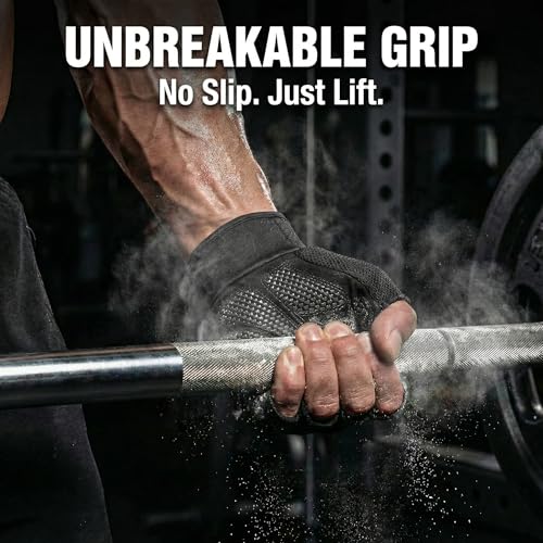 Weight Lifting Gloves with Extended Wrist Support - Black, Medium