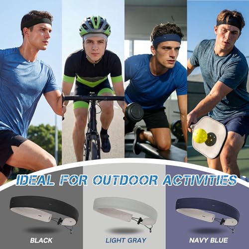 Adjustable Sweat Band for Men - 1 Inch Black Headband for Running