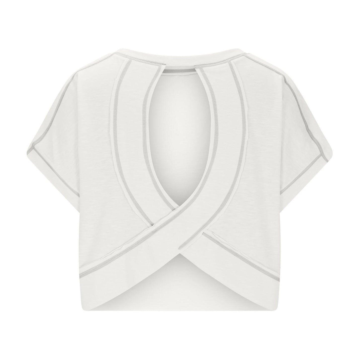 Open Back Tops for Women Backless Workout Short Sleeve Shirts Gym Yoga Athletic Tshirt 2025 Slouchy Crop Running Tees, Summer Tops for Women