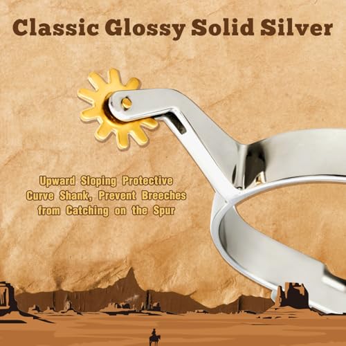 Men's Western Cowboy Spurs Set with Leather Straps & Copper Star Rowels