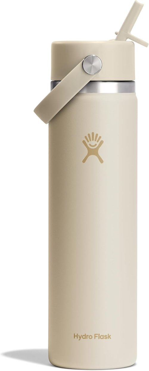 Hydro Flask Water Bottle - Insulated Stainless Steel - 24 Oz Coconut Cream with Flex Straw Lid