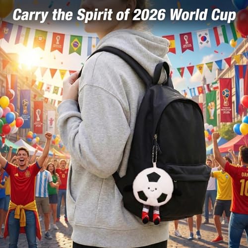 Soccer Keychain Plush Bag Charm - Soft Football Pendant - Black