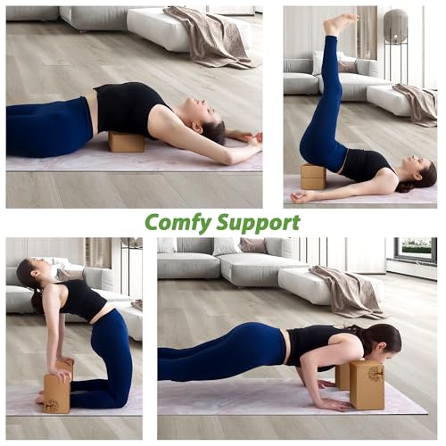 Eco-Friendly Cork Yoga Blocks - 2 Pack Non-Slip Support