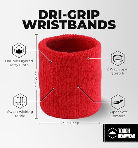 Sports Wristbands for Men & Women - Sweat Bands for Tennis, Baseball, Football