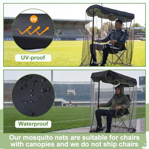 Yahenda Mosquito Net for Canopy Chair 63" H Waterproof Roof Zipper Cover - Fits 32x35"