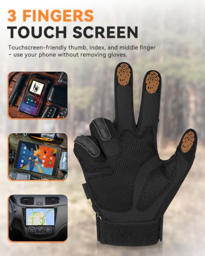 Tactical Motorcycle Gloves with Knuckle Protection - Black/Large