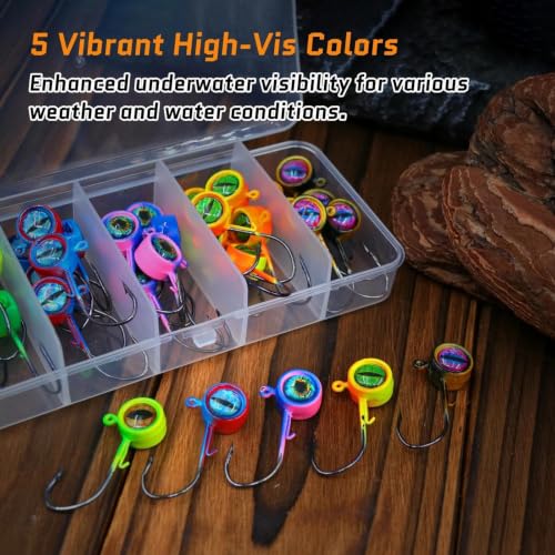 FishTrip Crappie Jig Heads 1/16oz 40pcs – V-shaped High-Carbon Steel Lure Hooks