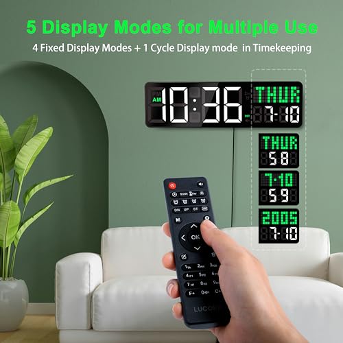 Digital Gym Clock with Remote Control - 12" Workout Timer