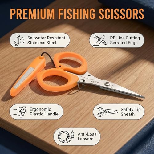 4.5" Fishing Line Scissors & Lanyard Set for Braided Lines