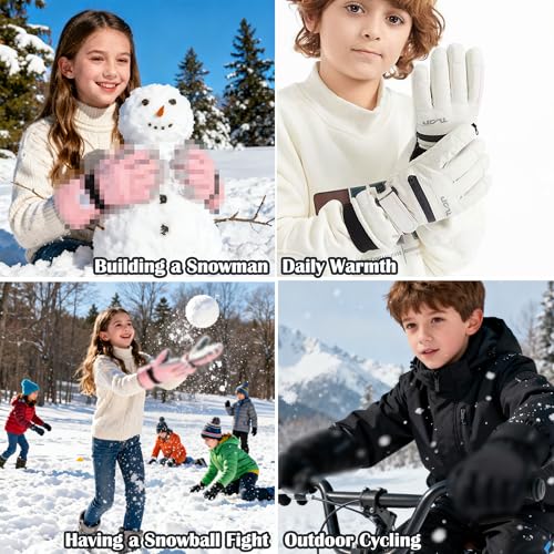 Kids Waterproof Winter Ski Gloves - Touchscreen Thermal Mittens - Blue