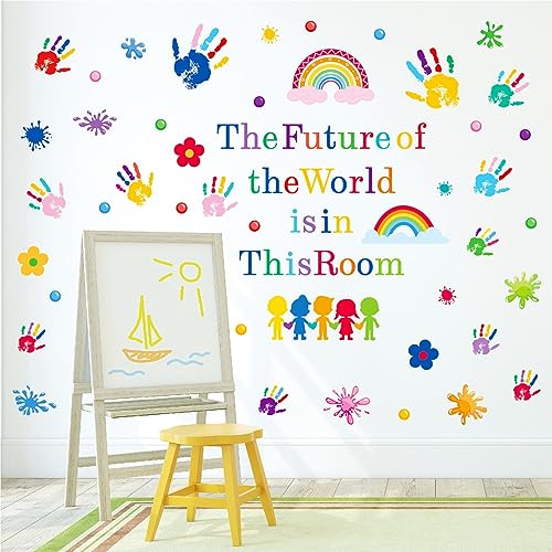 Inspirational Kids Classroom Wall Decals - The Future of the World Is in This Room Quote - Peel and Stick Vinyl Sticker - Inspirational Quote