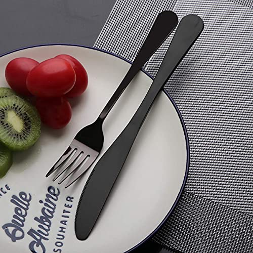 Travel Utensils Set - Reusable Portable Cutlery with Case - 8pcs Stainless Steel - Black