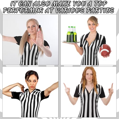 Women's Referee Shirt Dress - Umpire Jersey with Zipper Collar - Large