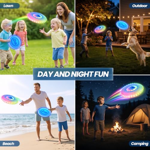 Wee Wonders Light Up Flying Discs Set 2 Pack - 7.8in & 10in Outdoor Toys