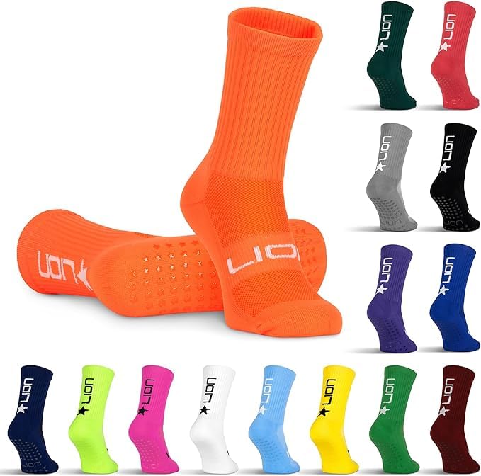 Soccer Grip Socks for Youth and Adults - Large Orange