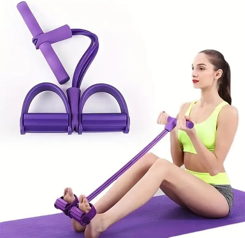 Skiennix Fitness Resistance Bands - 4 Tube Pedal Ankle Puller for Strength Training | Home Gym Equipment
