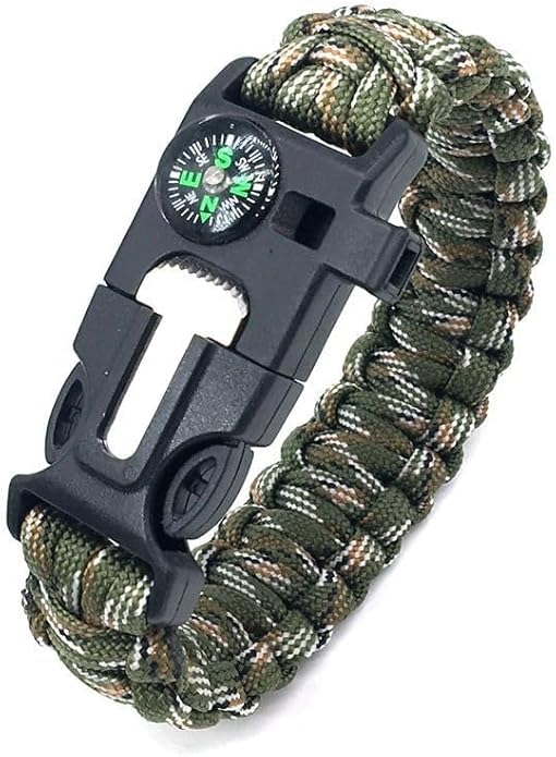 Survival Paracord Bracelet - Military Green Camo