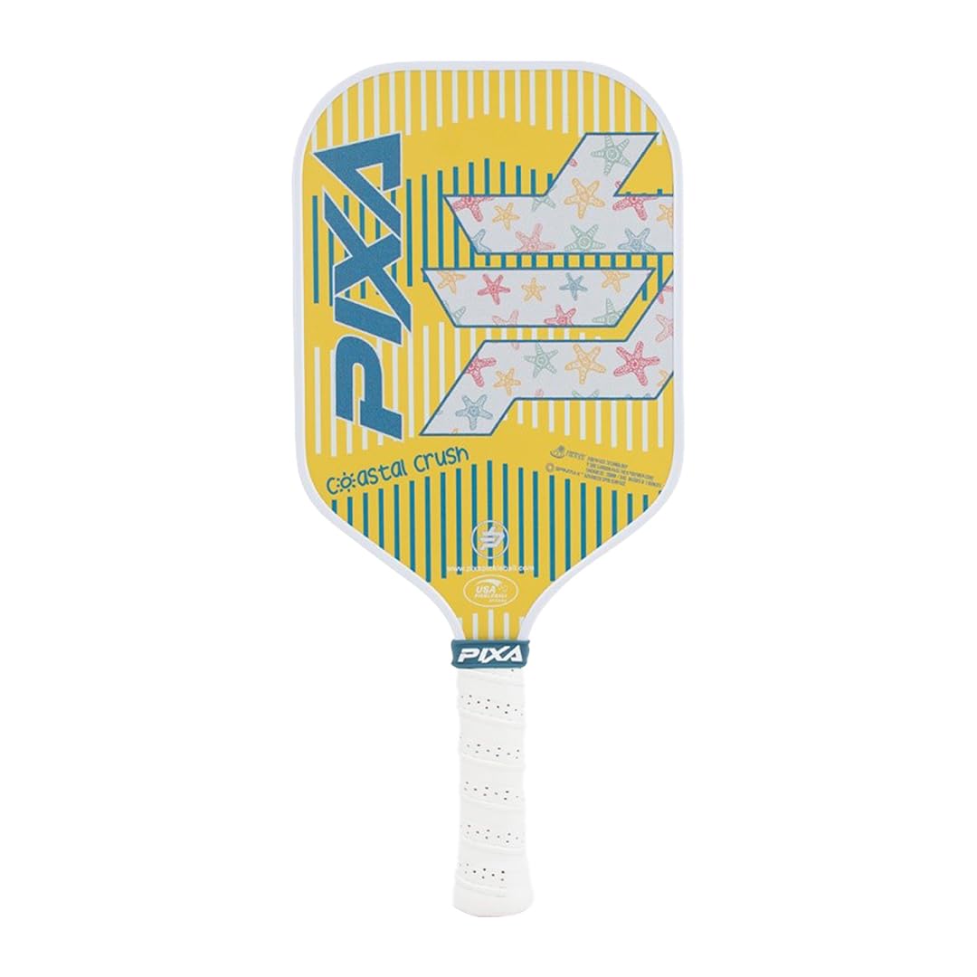 Coastal Crush T300 Carbon Fiber Pickleball Paddle – Grit-Textured Surface for Spin & Control, Polypropylene Honeycomb Core, Tennis-Length Handle, Lightweight, USAPA Approved – PIXA Pickleball