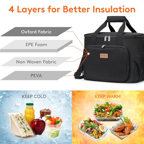 Lifewit Jumbo Insulated Lunch Bag Cooler for Men & Women 24L Black