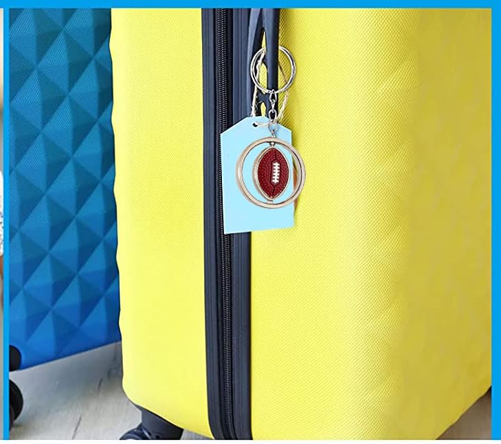 360° Spinning Football Pendant Keychain - Durable Metal Rugby Key Ring