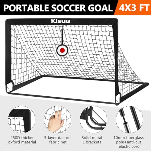 Kids Soccer Goal Set - 4X3 FT Portable Pop Up Net - Black