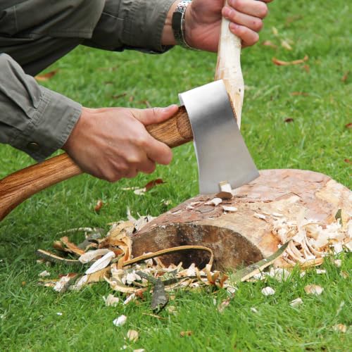 Camping Hatchet 14.6 Inch Survival Axe with Sheath, High-Carbon Steel Blade & Hickory Handle