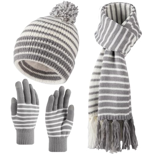 Warm Winter Beanie Hat, Scarf & Gloves Set for Women