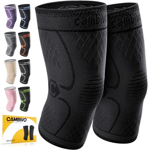 Knee Compression Sleeves - 2 Pack for Pain Relief & Support