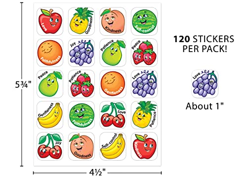 Fruit of the Spirit Self-Adhesive Stickers - 120 Pack, 1-Inch Square