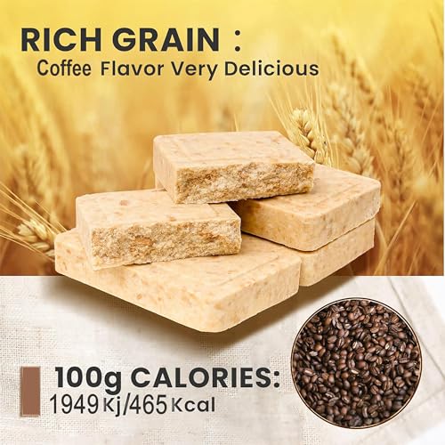 Emergency Food Ration Bars -12 Count Coffee Flavor Compressed Biscuit Survival Tabs, Food Rations Supply for Outdoor Camping Hiking Snowstorm Earthquake Disaster, 20 years Shelf Life