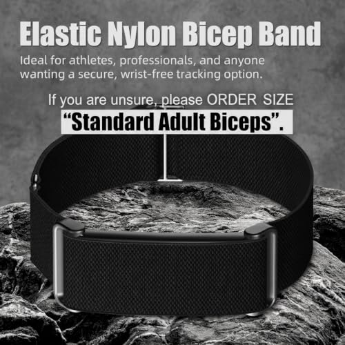 Nylon Bicep Arm Strap for Google Fitbit Active Band - Black, Standard Adult