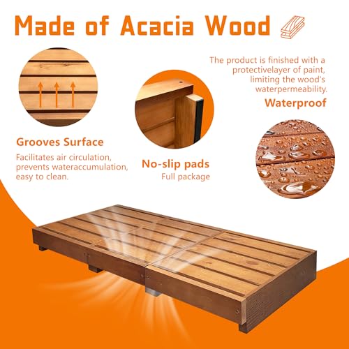 Wooden Step Stool with Non-Slip Pads - 35” Outdoor Height - Oak
