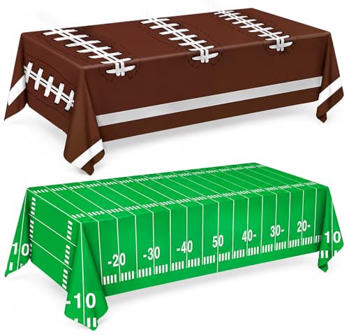 Football Field Disposable Tablecloths - 54 x 108 Inch, 2 Pack