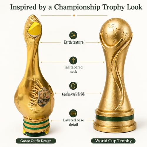 Championship Trophy Goose Costume - 23"-26" Golden World Cup Lawn Decor (Variation: Championship Trophy)