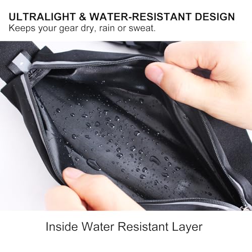 Running Belt - Water Resistant, Fits 23-32 Inch Waists, Expandable Pocket for 7" Phones