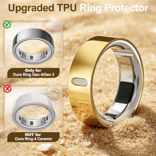 Hexasider 4 Pack Gold Silver RoseGold ChampagneGold Ring Covers for Oura Ring Gen 3/4 Size 7
