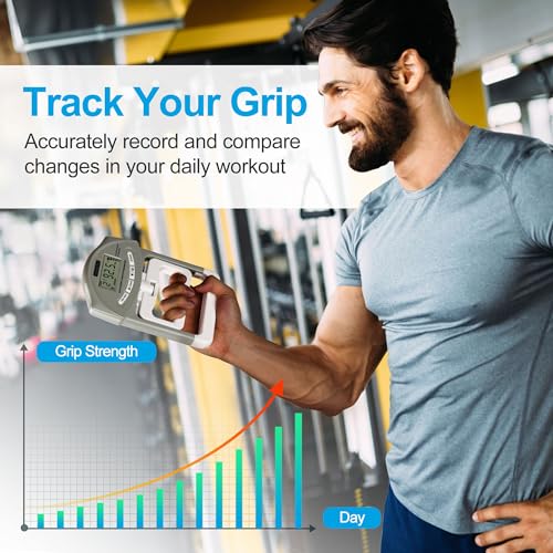 Hand Grip Strength Tester - Electronic Dynamometer, 198Lbs, Grey