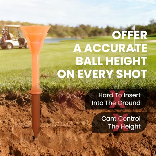 Unbreakable Plastic Golf Tees - 3 1/4 Inch, 20 Pack - Orange
