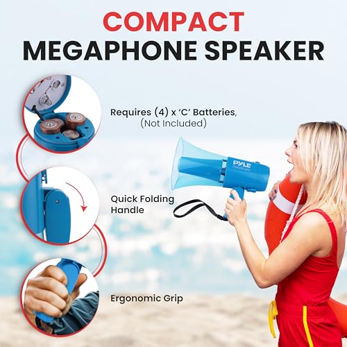 40W Rechargeable Megaphone with Siren & LED Lights - One Size
