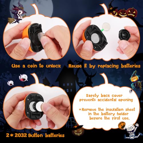 Pumpkin Headlamps for Kids - 2 Pack with Spot & Strobe Modes