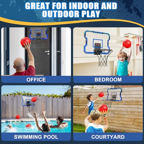 Antaha Indoor Basketball Hoop with Electronic Scoreboard – Over-the-Door Mini Set (4 Modes, 3 Balls, Pump)
