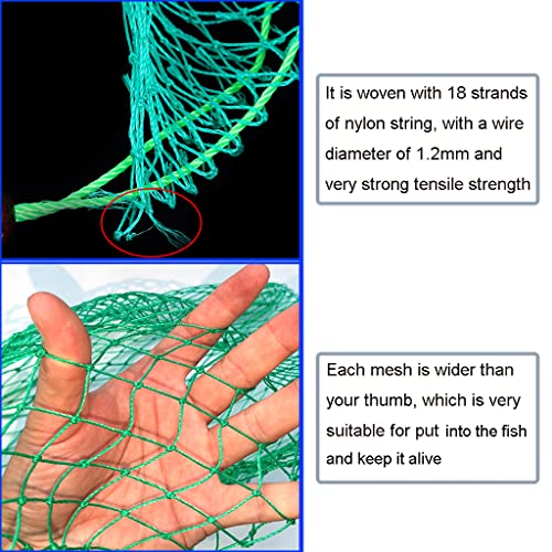 Foldable Fishing Net Bag - 35 Inch Nylon Mesh Keep Net